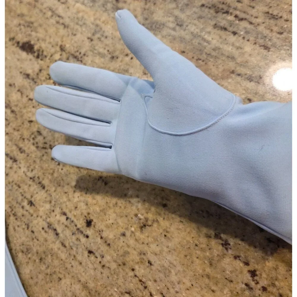 Vintage Womens Size L/XL Light Blue Nylon Formal Gloves Bridgerton